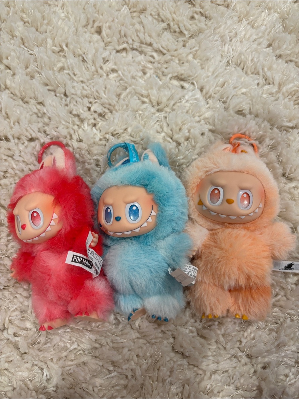 Pop Mart Plush Monster Keychain - Blue Furry Doll Accessory